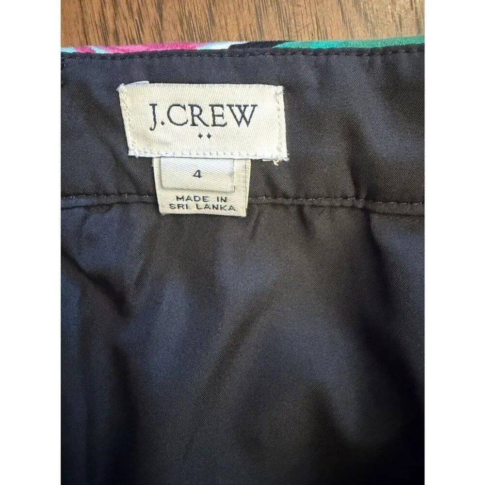 J. Crew Floral Print Pencil Skirt - Black with Turquoise & Pink size 4